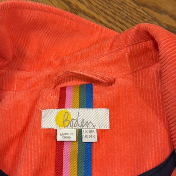 Boden The Victoria Corduroy Blazer Size 14R coral orange colorway spring - Picture 3 of 8